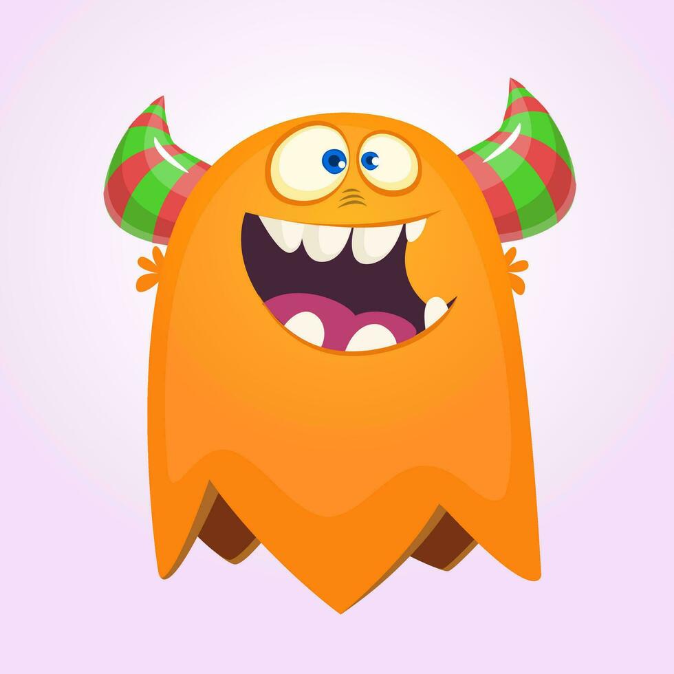 Happy cute cartoon monster. Vector illustration