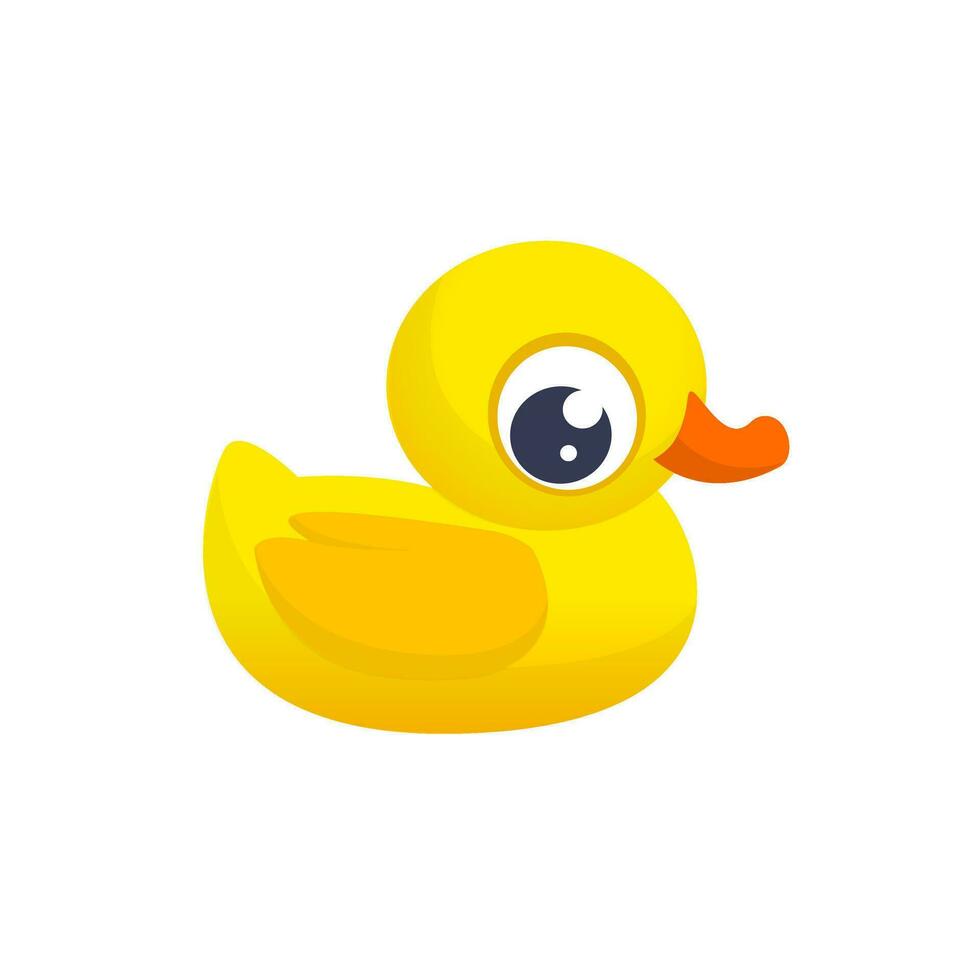 Rubber Duck Toy. Minimalistic duck cartoon Icon. Vector illustration