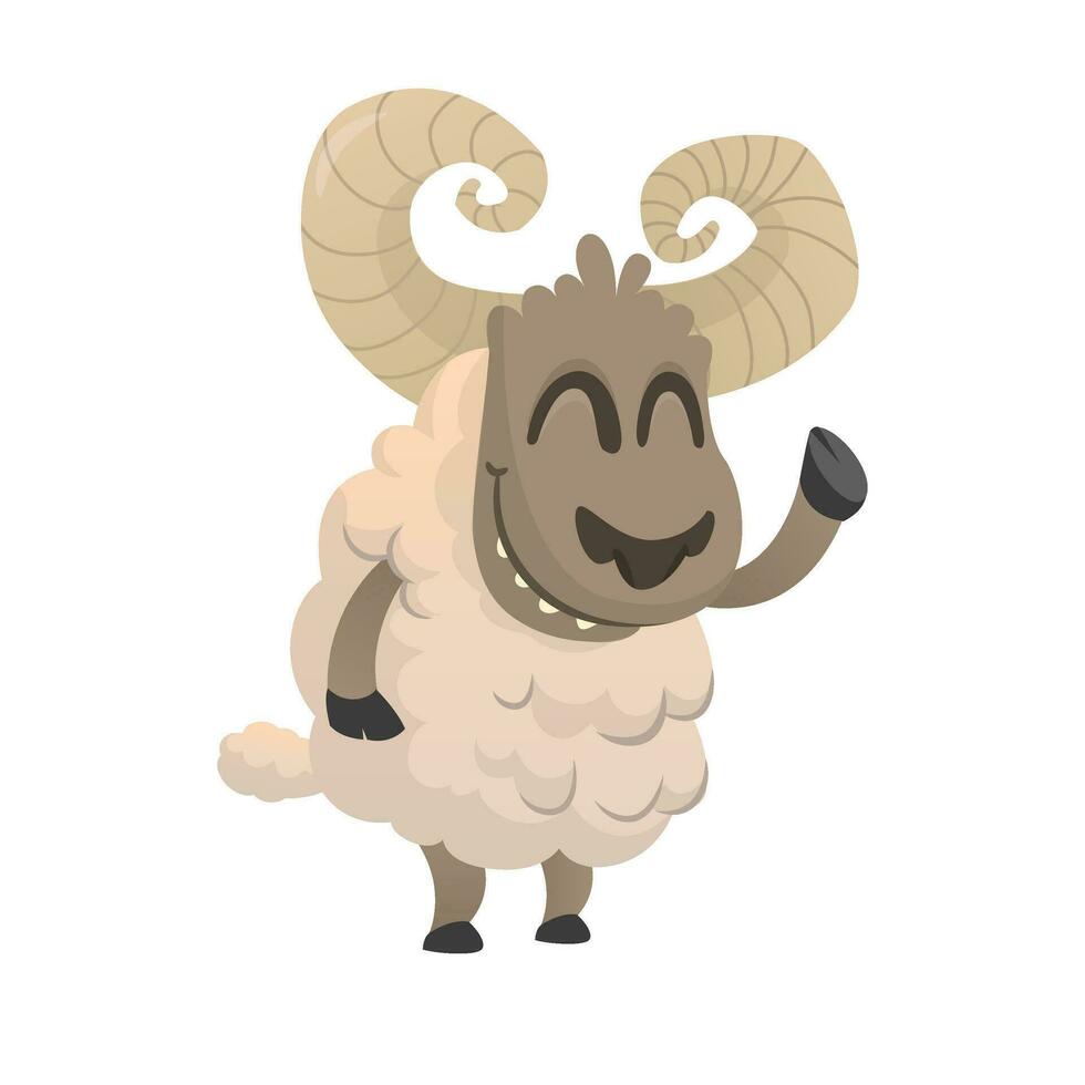 Funny cartoon sheep. Vector illustration