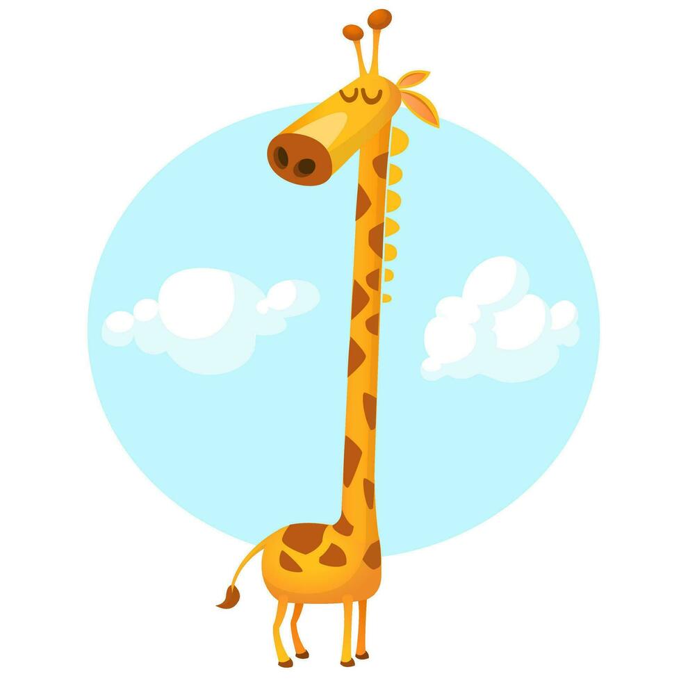 Pretty giraffe cartoon. Vector illustration isolated