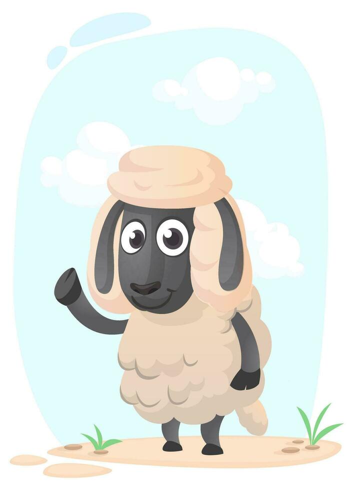 gracioso dibujos animados oveja. vector ilustración de bonito oveja