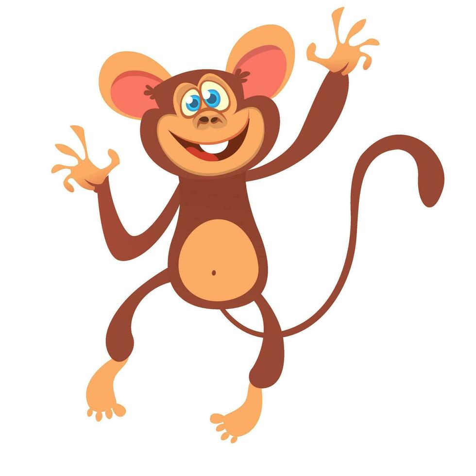 Cartoon cute chimpanzee monkey. Vector illustration isolated
