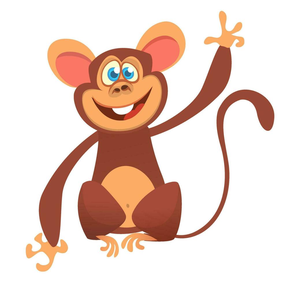 Cartoon cute chimpanzee monkey. Vector illustration isolated