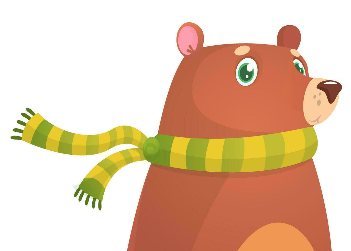 Cute cartoon bear. Vector illustration of a bear waving hand