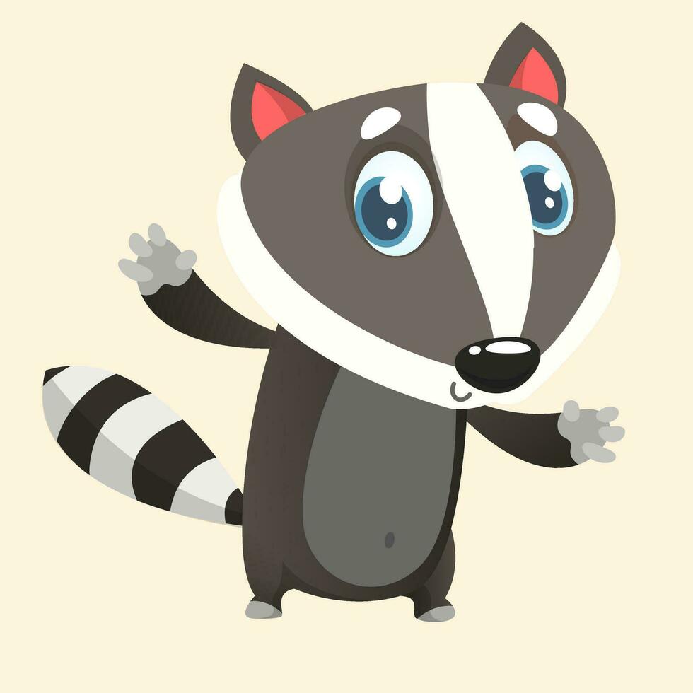 Cute cartoon raccoon vector