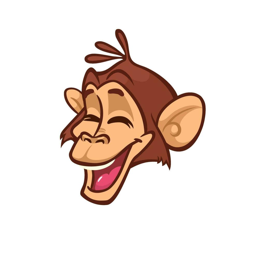 Cartoon monkey head smiling icon. Vector isolated