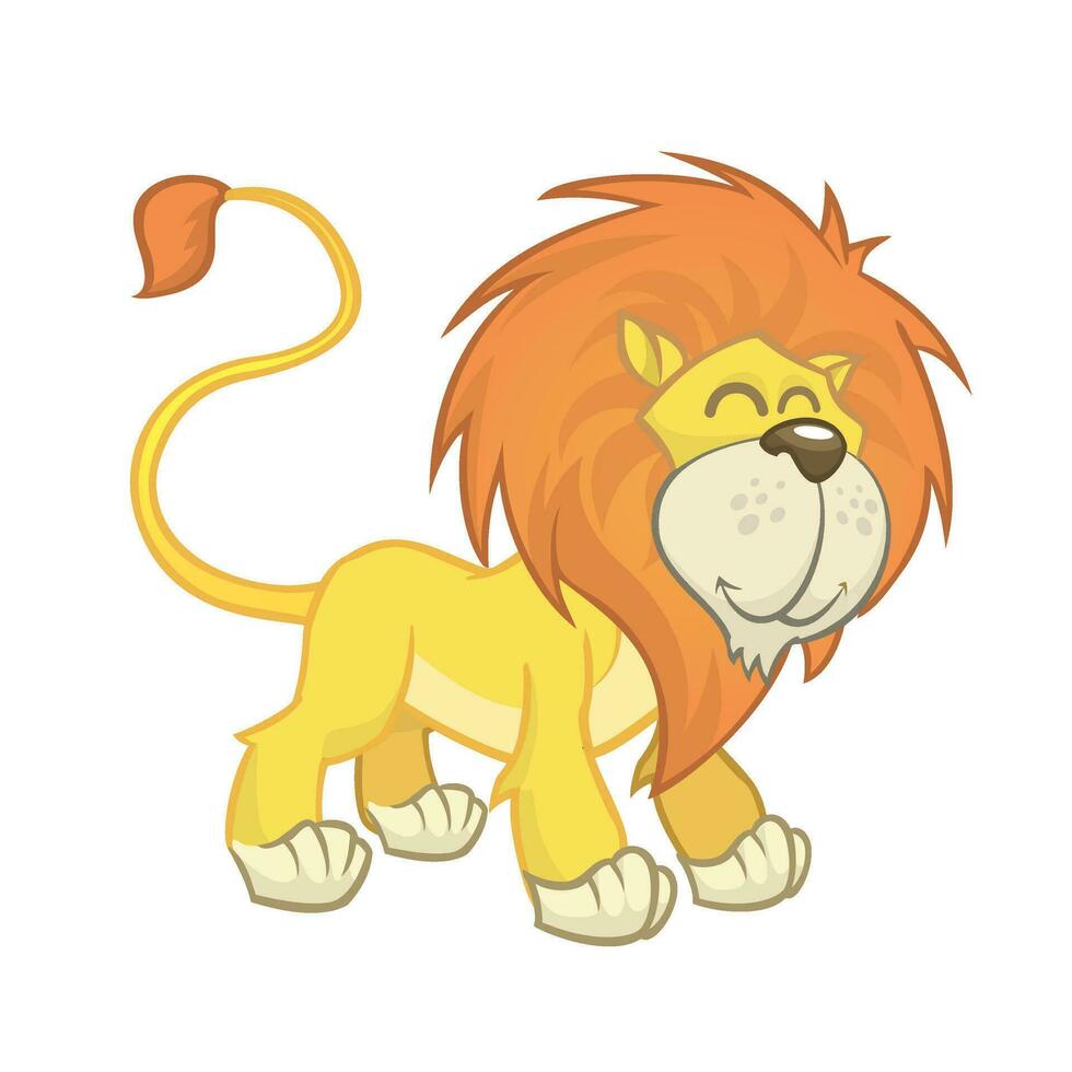 Cute cartoon lion. Vector isolated