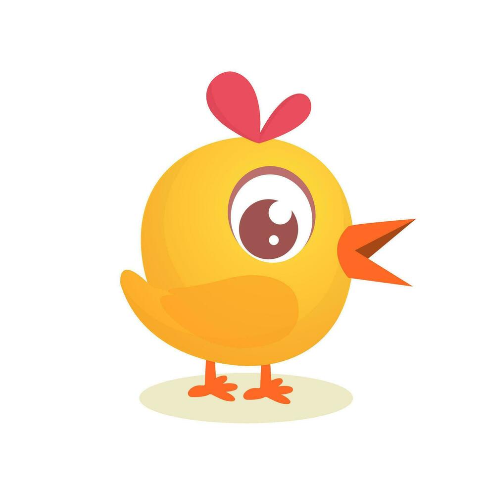 Cute cartoon yellow chicken vector