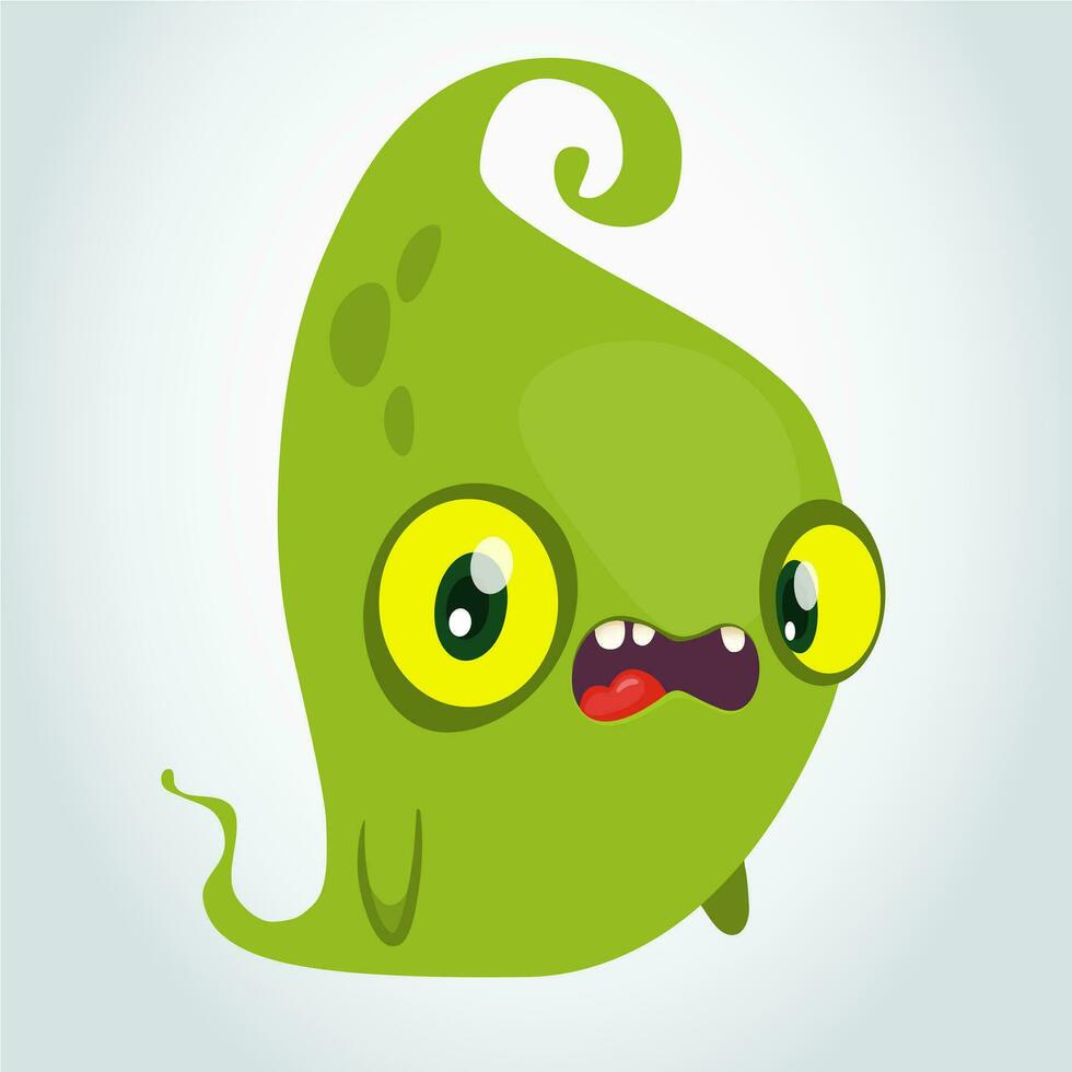 gracioso verde dibujos animados monstruo. Víspera de Todos los Santos vector ilustración