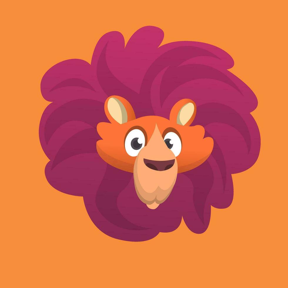 Cartoon lion head icon. Flat Bright Color Simplified Vector Illustration In Fun Cartoon Style Design