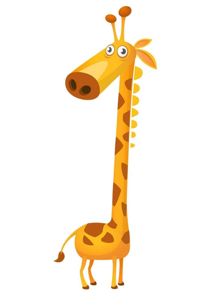 Cartoon giraffe charcter. Vector illustration isolated on nature background