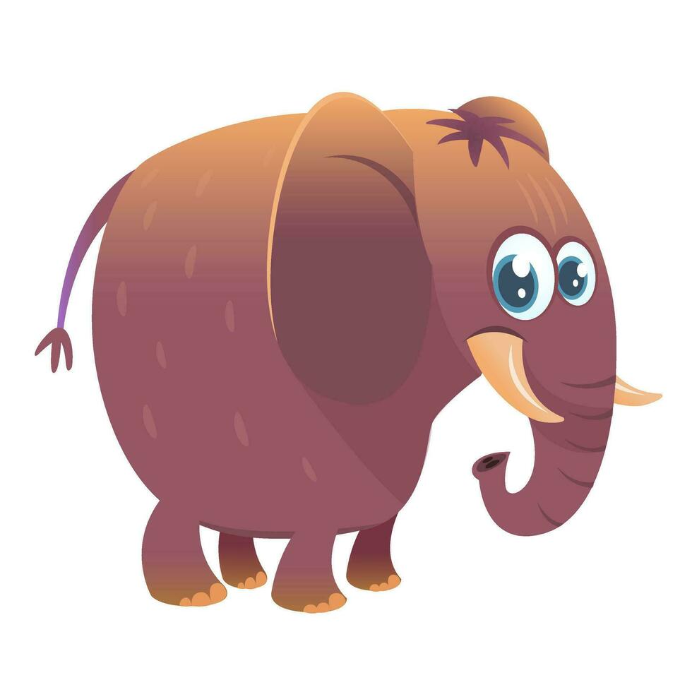 Cute cartoon blue elephant. Vector illustration