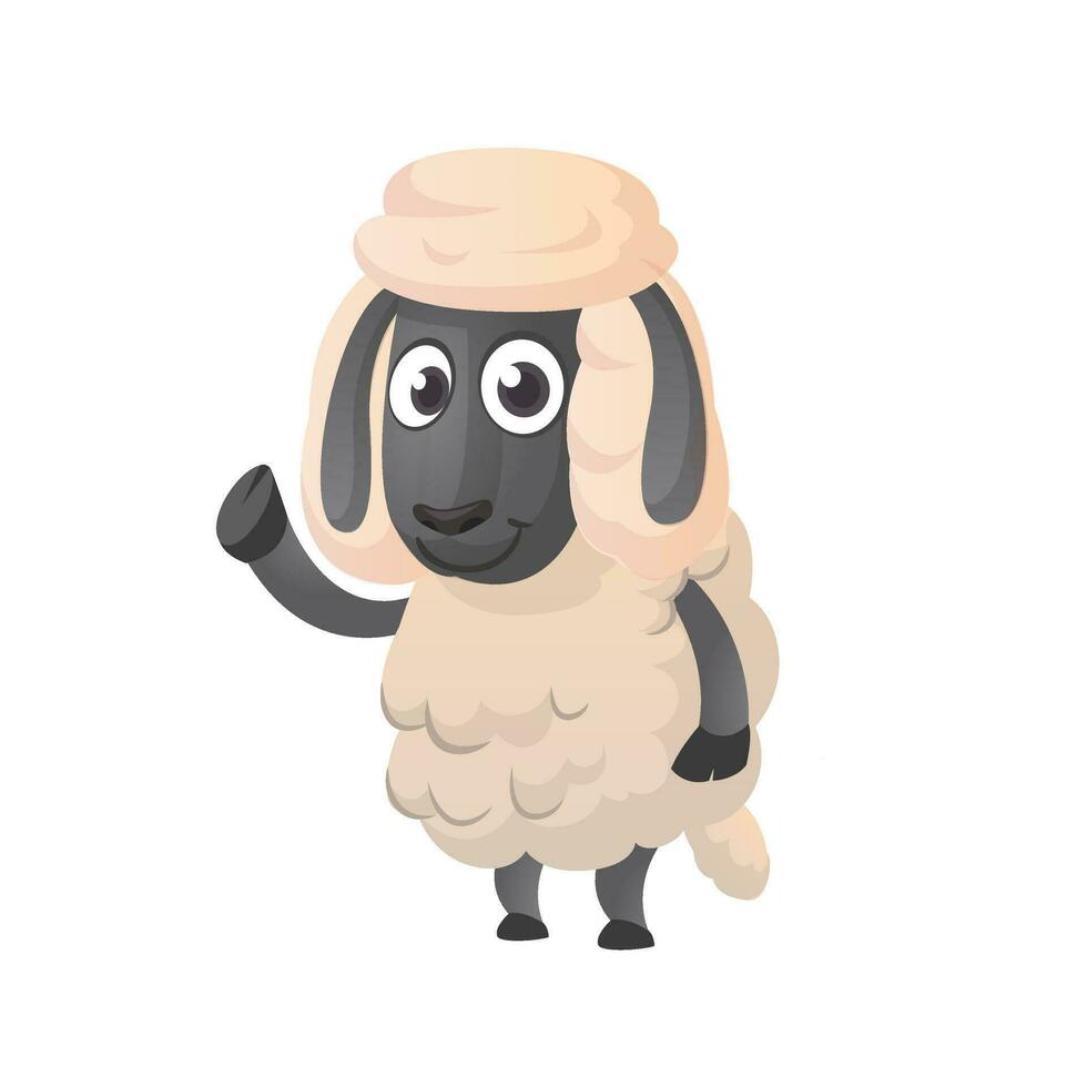 Funny cartoon sheep. Vector illustration
