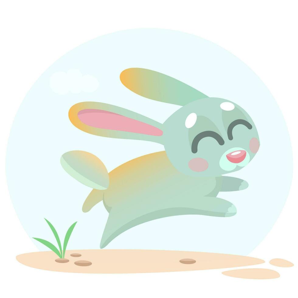 Cute cartoon bunny character. Vector illustration