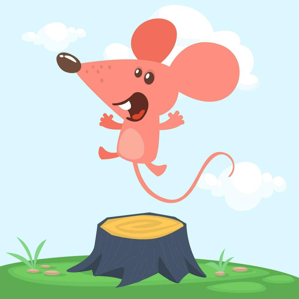 Cute cartoon mouse. Vector illustration isolated