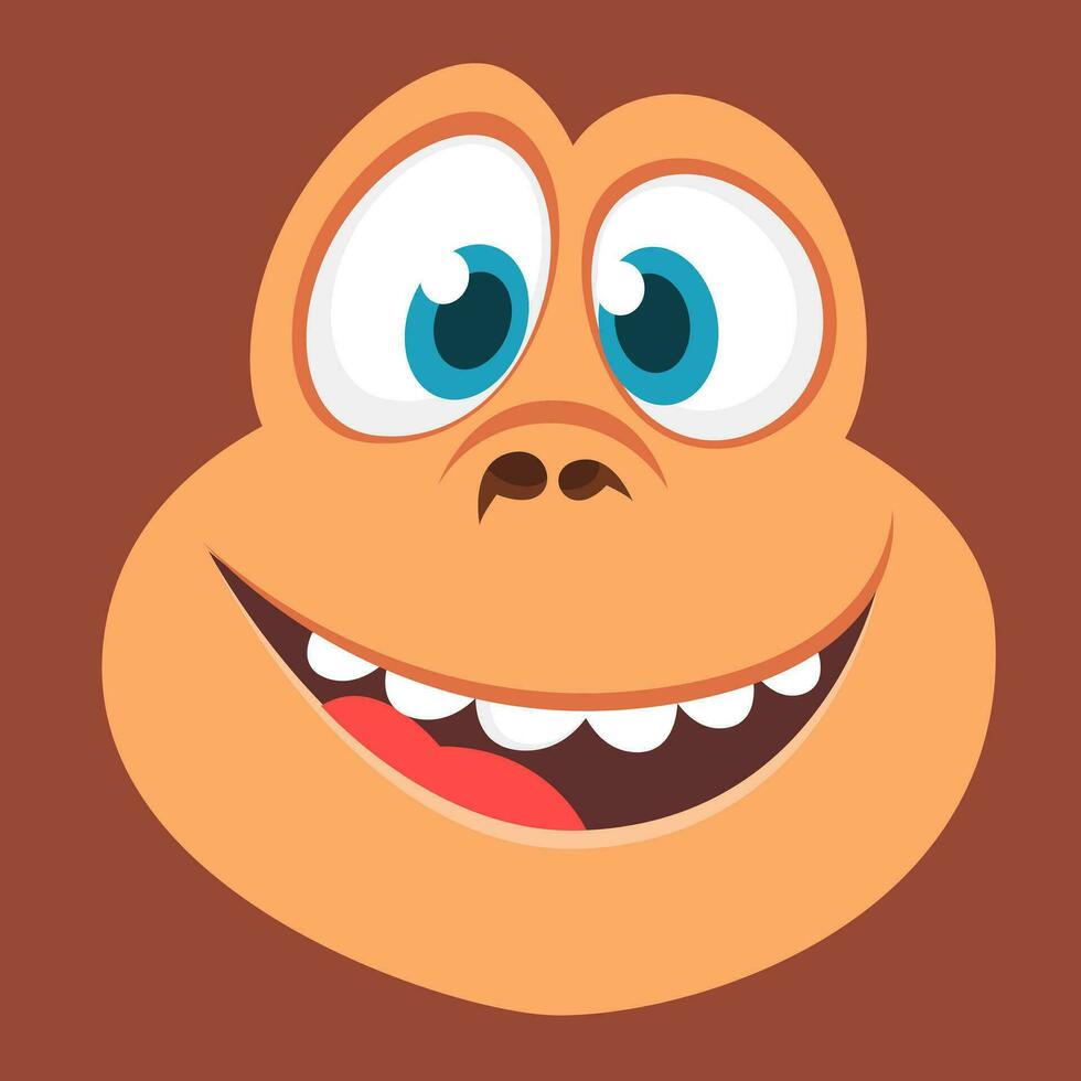 Cartoon happy monkey face avatar. Vector illustration