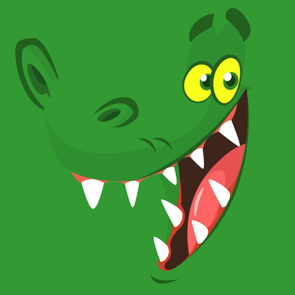 Funny cartoon crocodile face. Vector illustration