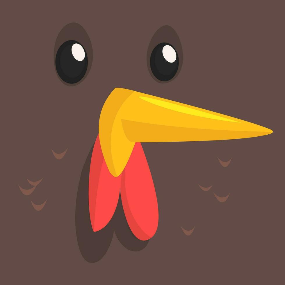 Cartoon hen isolated. Vector illustration of a brown chicken face avatar