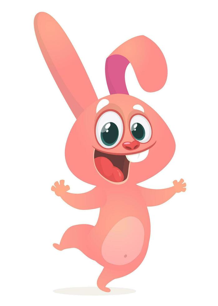 Cute Easter rabbit cartoon. Vector illustration of funny bunny