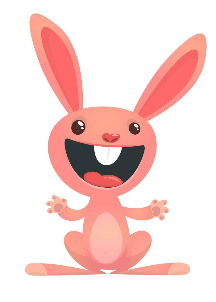 Cute Easter rabbit cartoon. Vector illustration of funny bunny