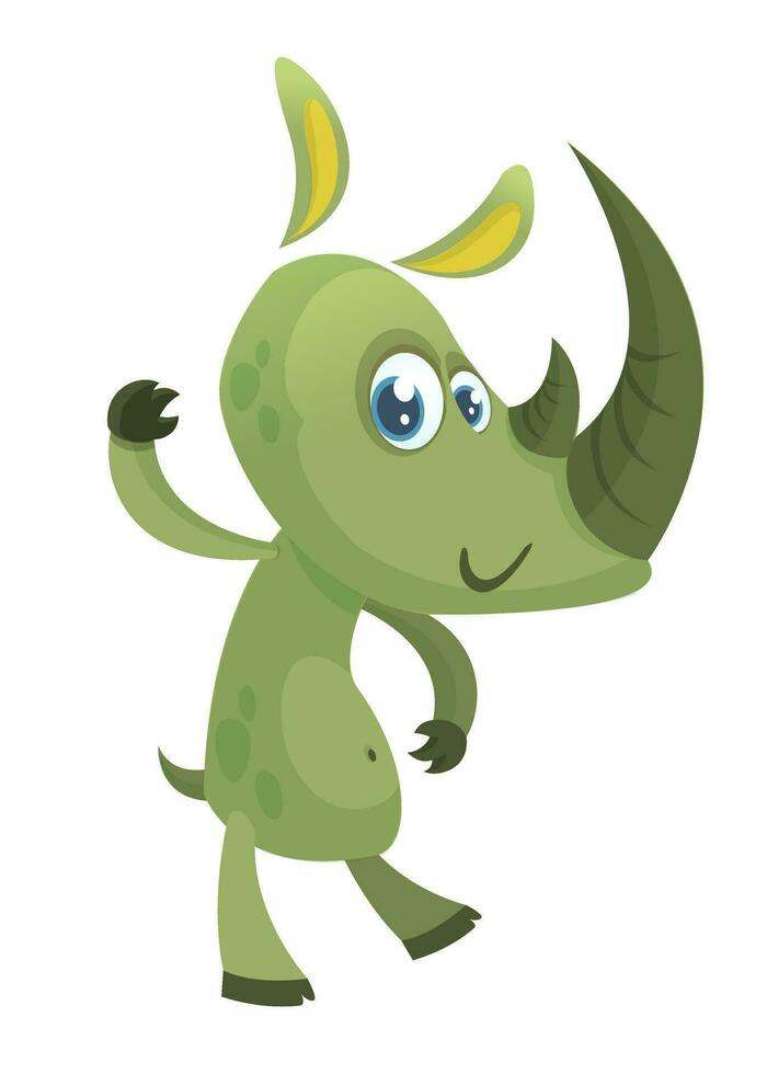 Cartoon rhino. Vector character rhino waving