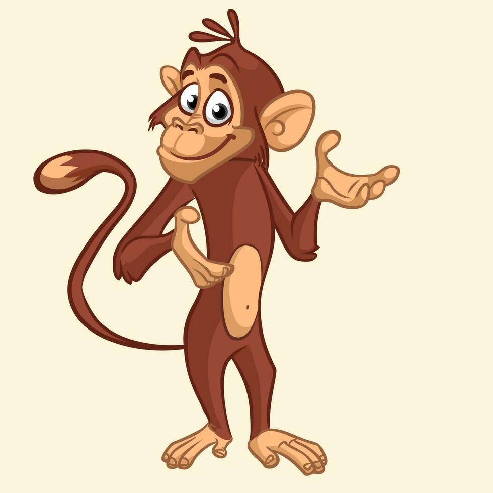 Cute monkey cartoon icon. Vector illustration of chimpanzee outlined