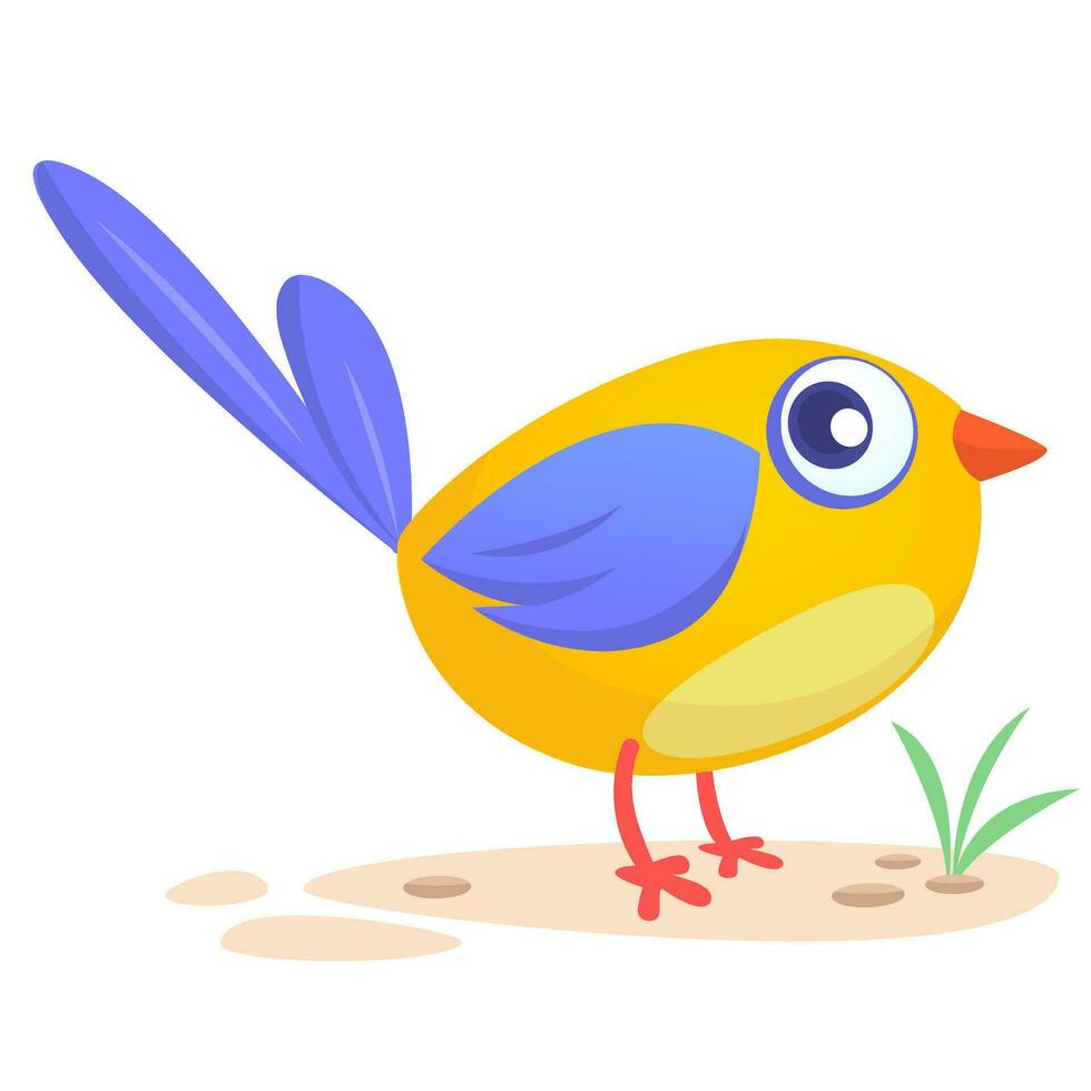 Cute cartoon bird singing. Vector illustration of a bird icon isolated
