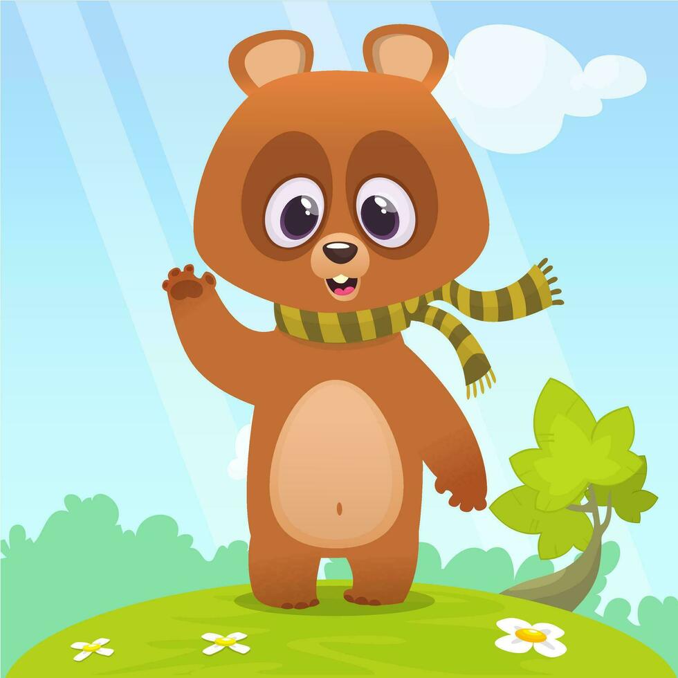 Funny cartoon bear vector illustration