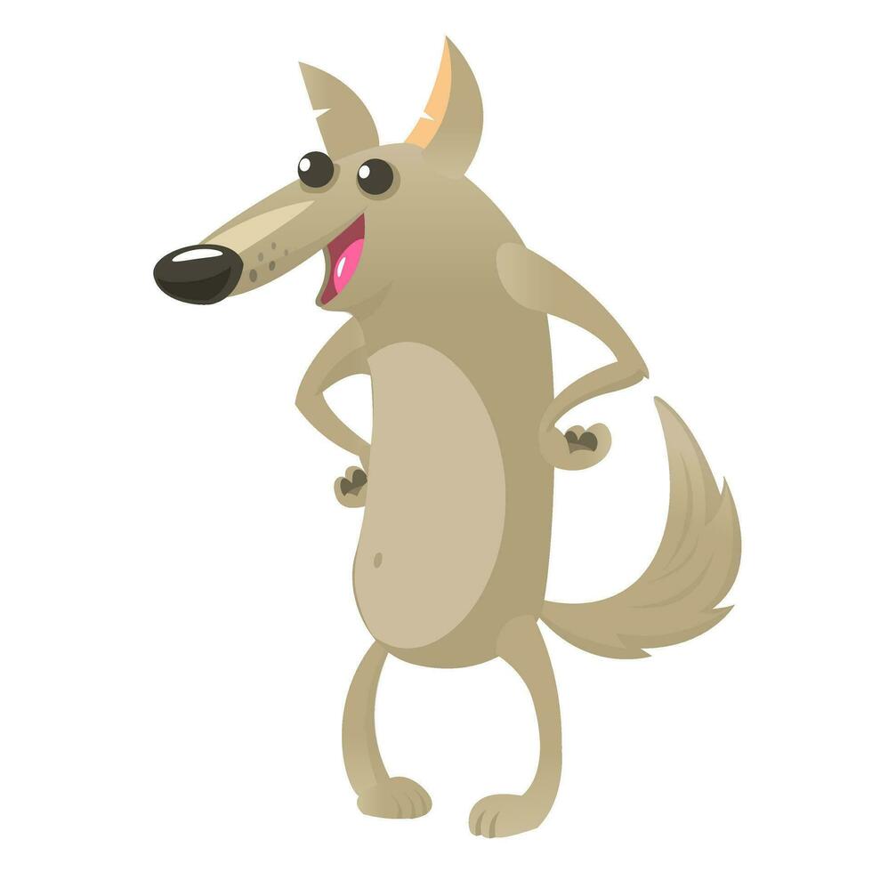 Cartoon wolf. Vector illustration for kids isolated