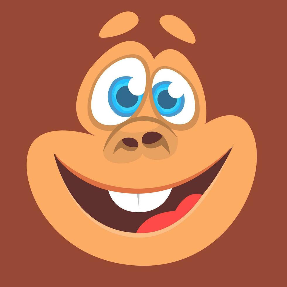Cartoon happy monkey face avatar. Vector illustration