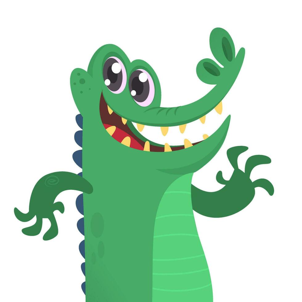 Cartoon crocodile. Vector character icon isolated on white