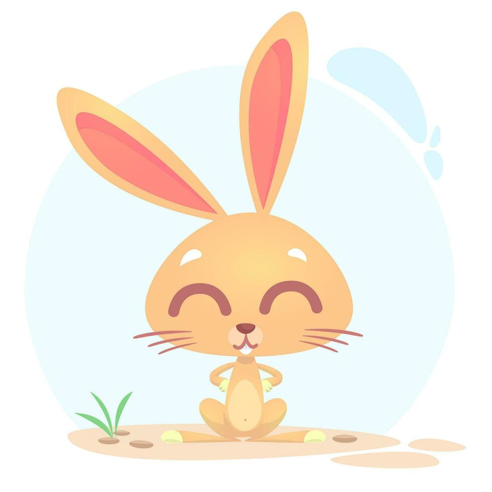 Cute cartoon rabbit. Farm animals. Vector illustration of a smiling bunny