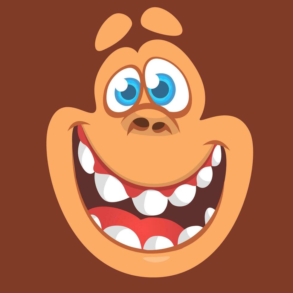 Cartoon happy monkey face avatar. Vector illustration