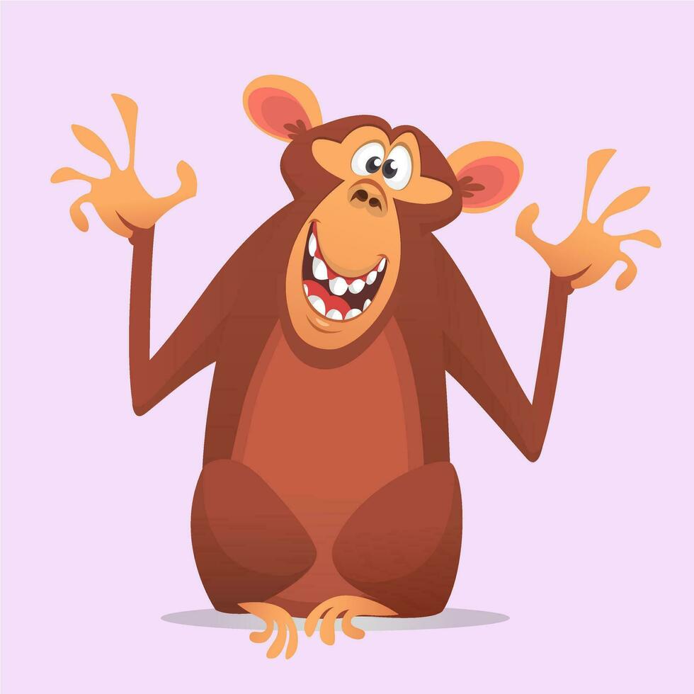 Cool cartoon monkey character icon. Wild animal collection vector