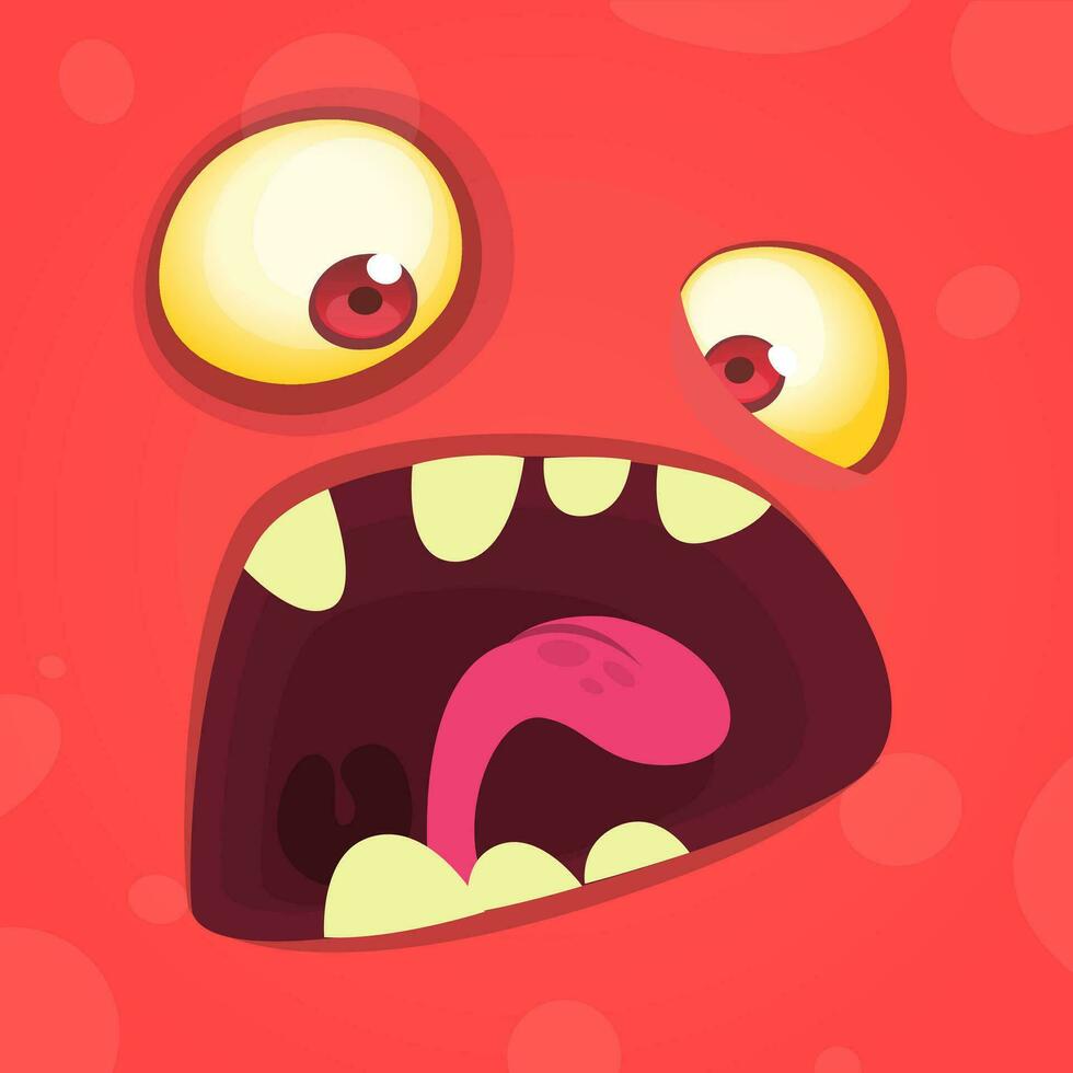 Cartoon monster face. Vector Halloween monster avatar