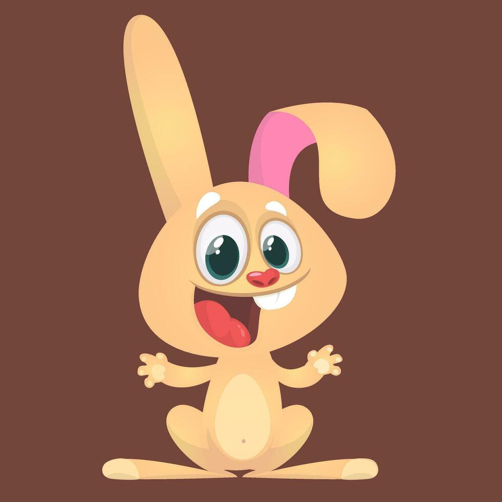 Cute Easter rabbit cartoon. Vector illustration of funny bunny