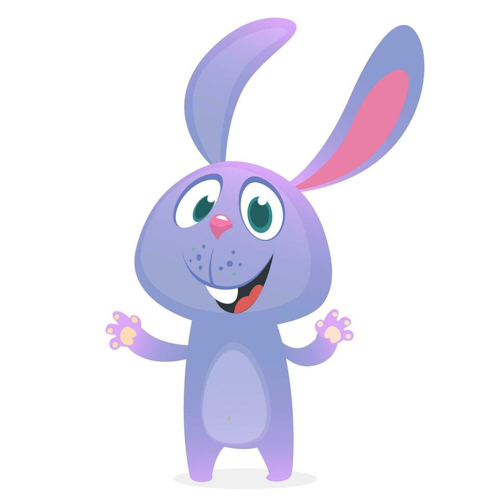 Cute Easter rabbit cartoon. Vector illustration of funny bunny