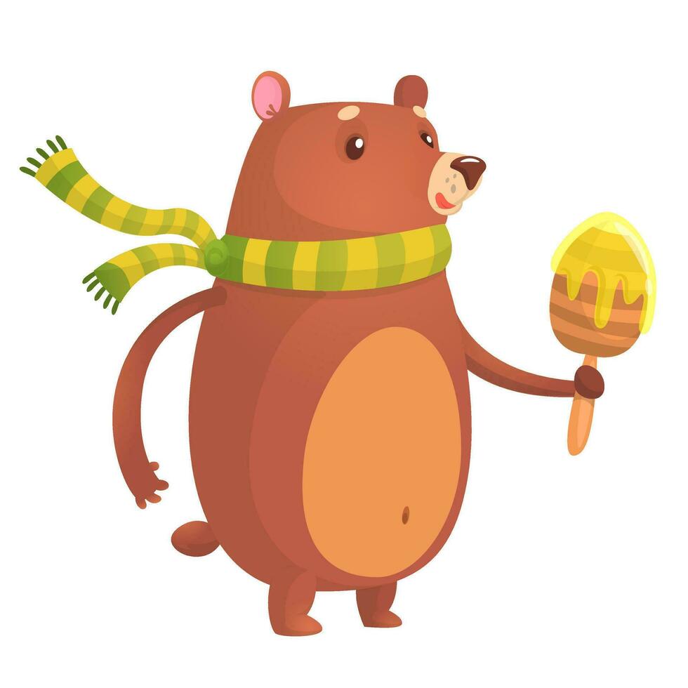 Happy cartoon brown bear vector