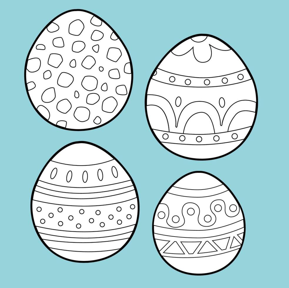 Cute Decoration Egg Happy Easter Holiday Background Digital Stamp Outline vector