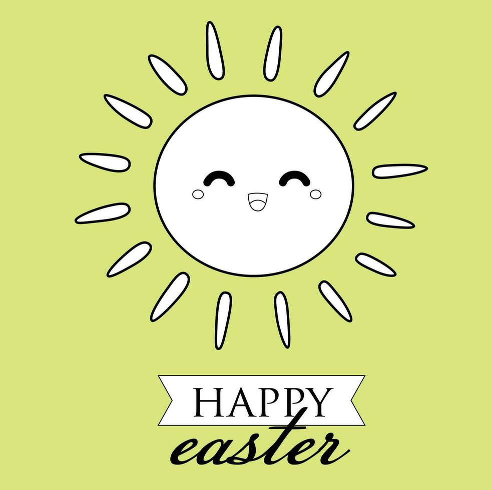 Cute Happy Easter Holiday Decoration Background Digital Stamp Outline vector