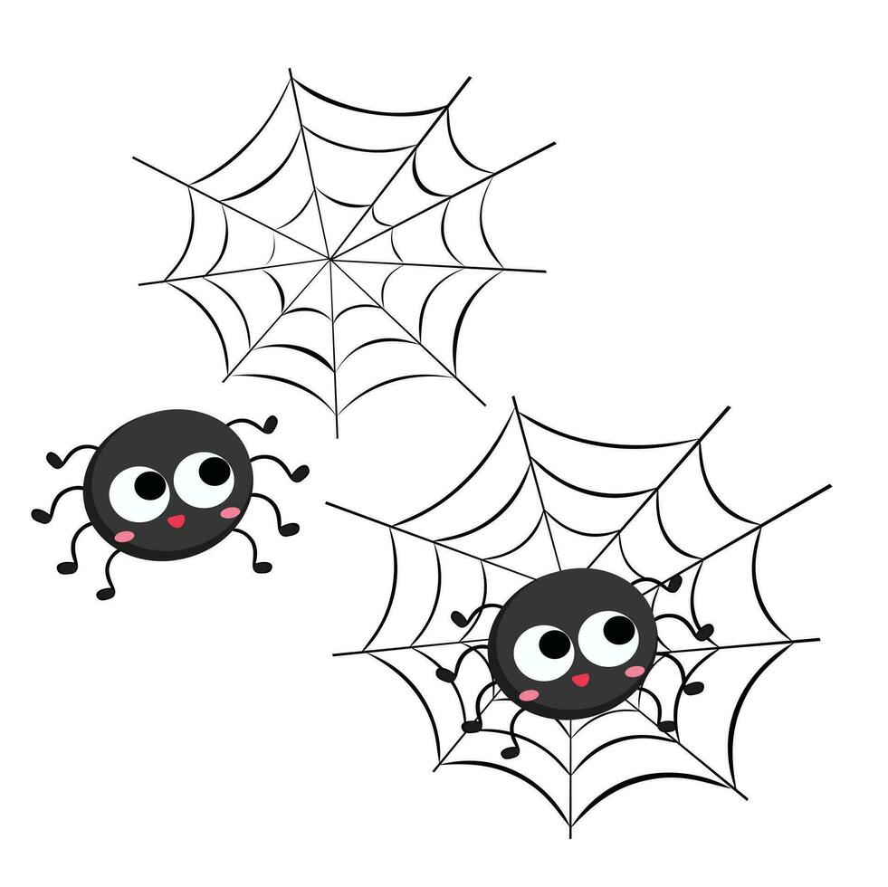 Spider Web Insects Animal Scream Cartoon Illustration Vector Clipart Sticker