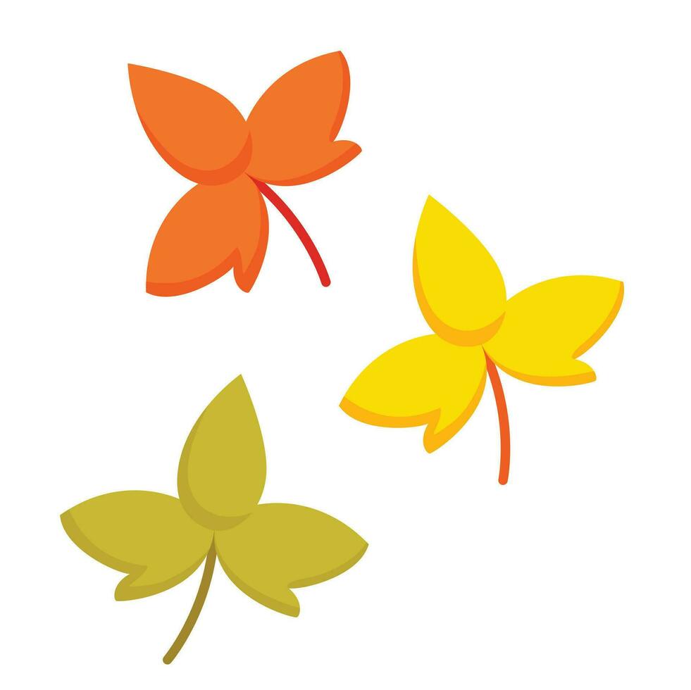 Autumn Leaves Nature Decoration Background Cartoon Illustration Vector Clipart Sticker