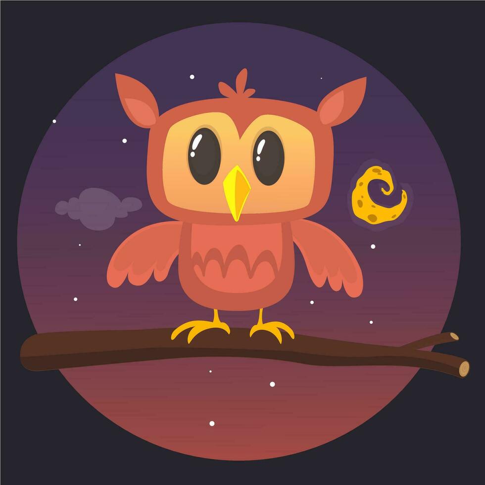 Funny cartoon owl. Vector illustration