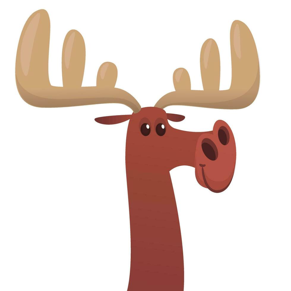 Funny cartoon moose character. Vector moose illustration isolated.