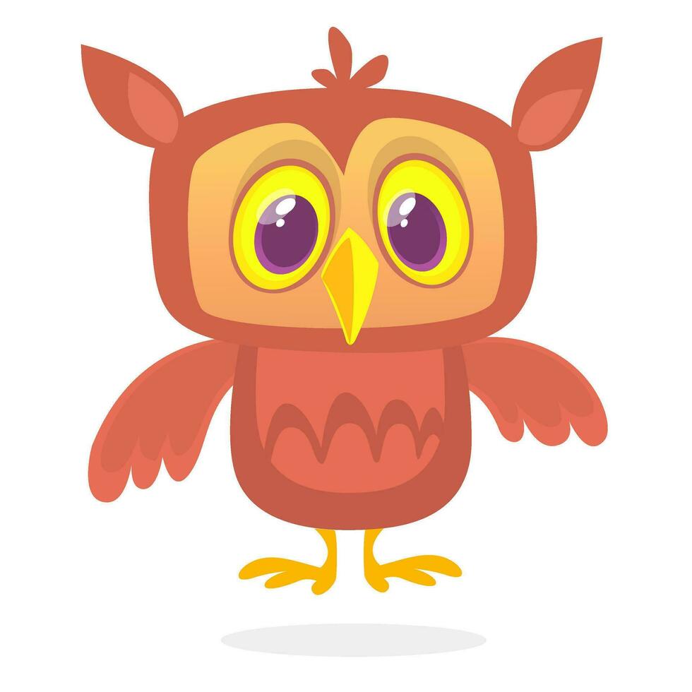 Funny cartoon owl. Vector illustration