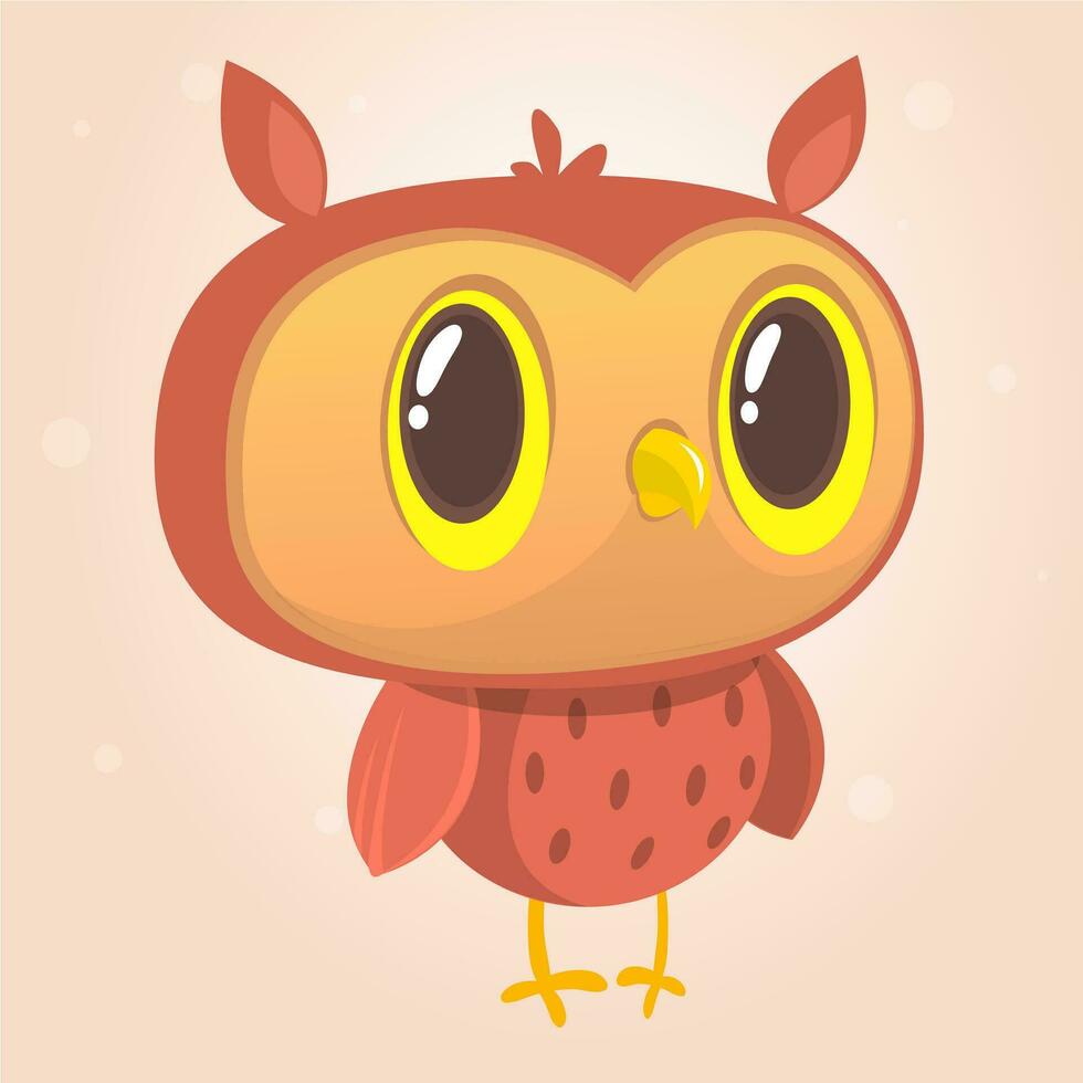 Funny cartoon owl. Vector illustration