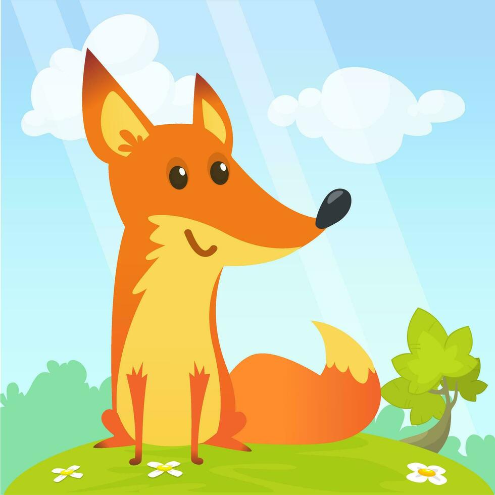 Cute cartoon fox. Vector illustration