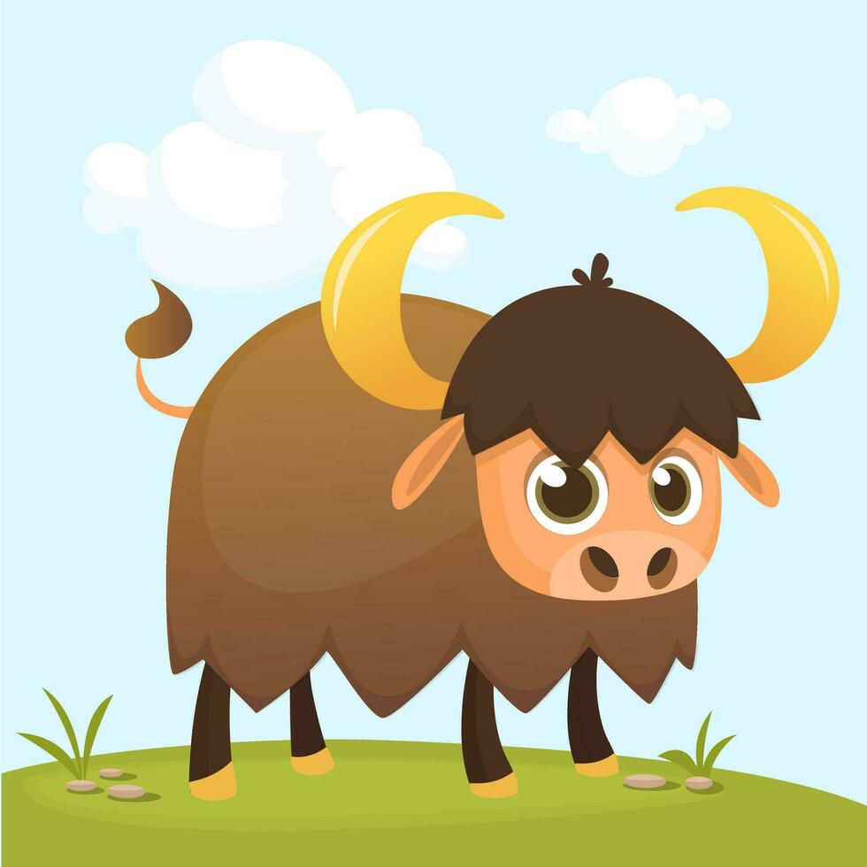 Vector illustration of Cartoon Buffalo