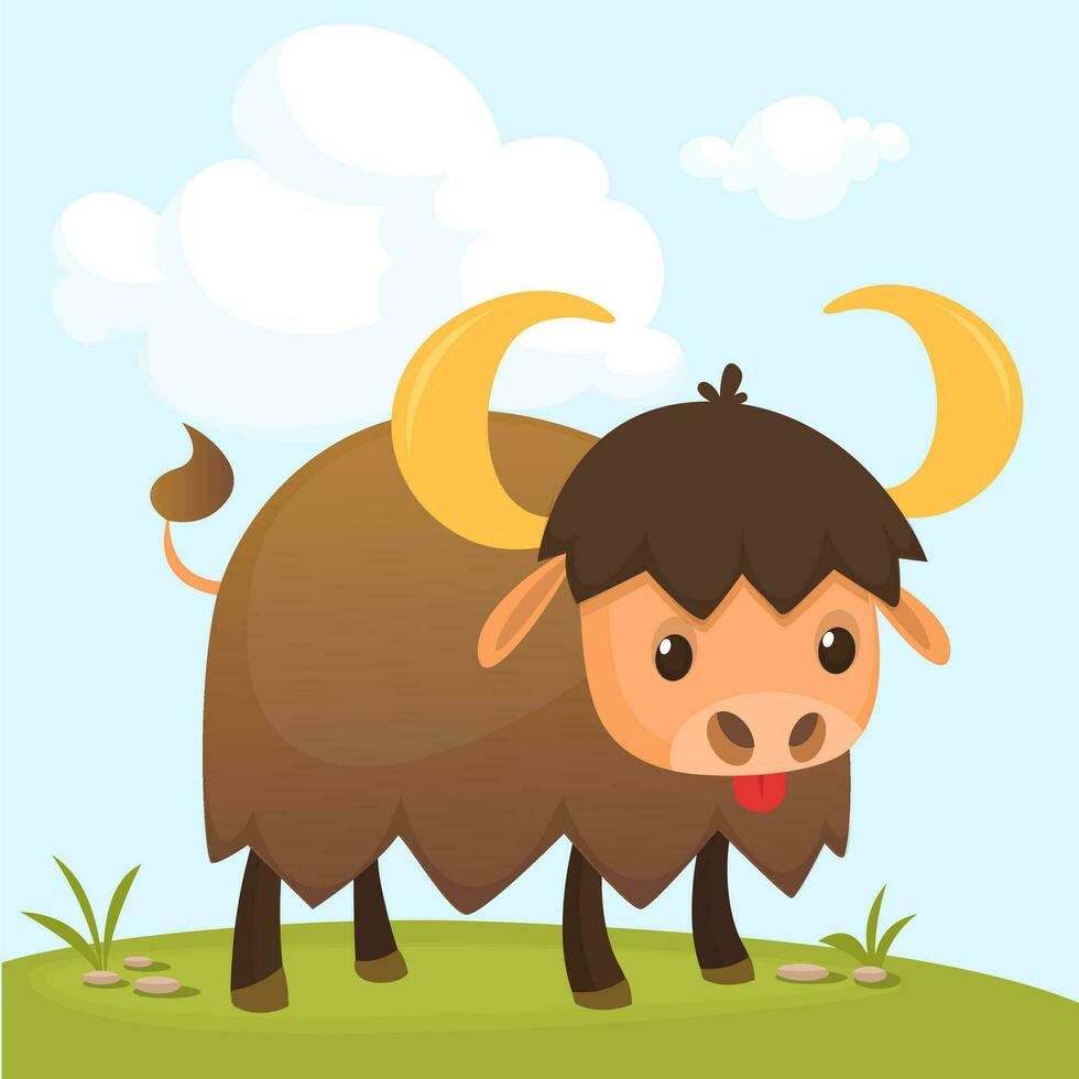 Vector illustration of Cartoon Buffalo