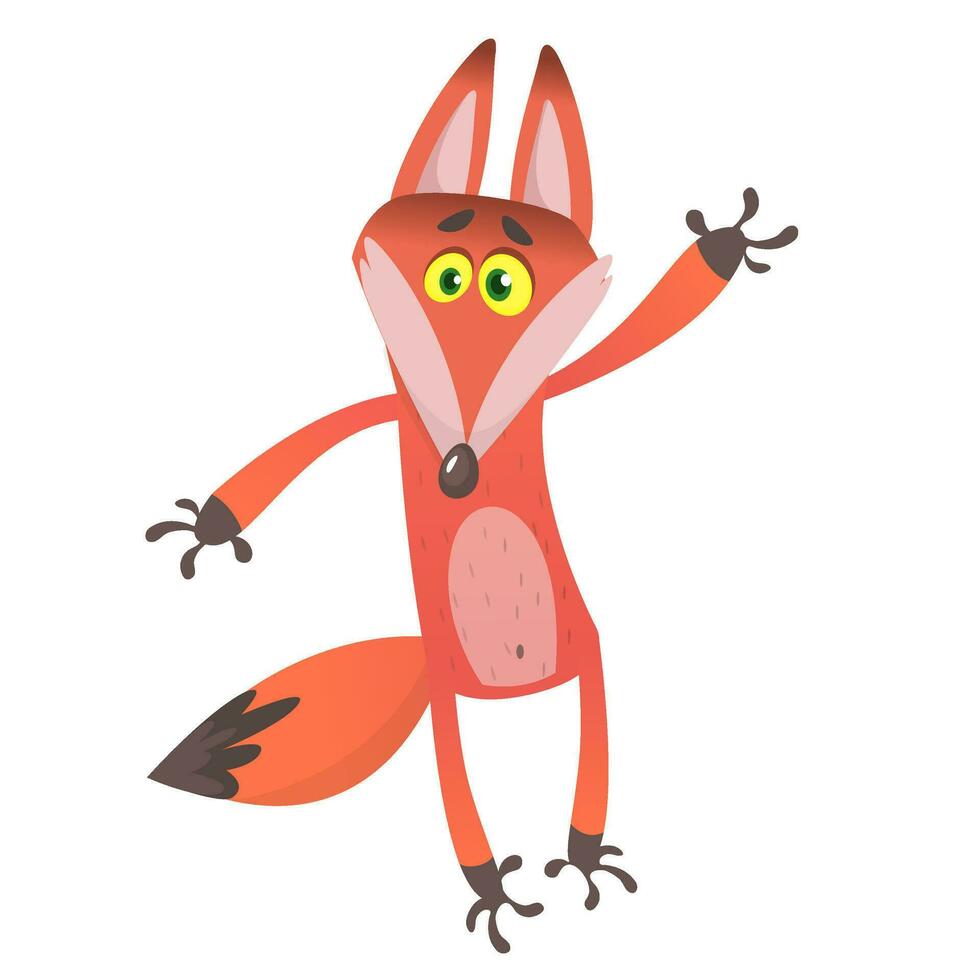 Cartoon funny red fox. Vector illustration